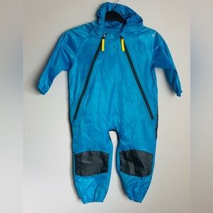 Kids Bright Blue Waterproof One-Piece outdoor suit with Hood